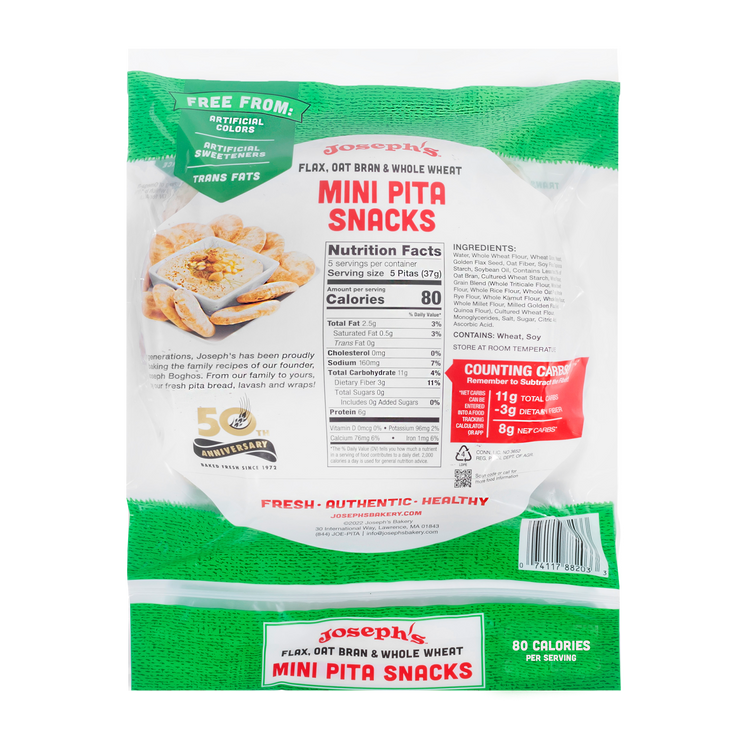 Free From Flax, Oat Bran & Whole Wheat Mini Pita Snacks